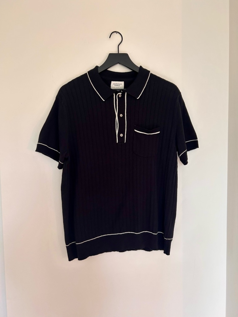 American Eagle Outfitters Black Polo with White Trim